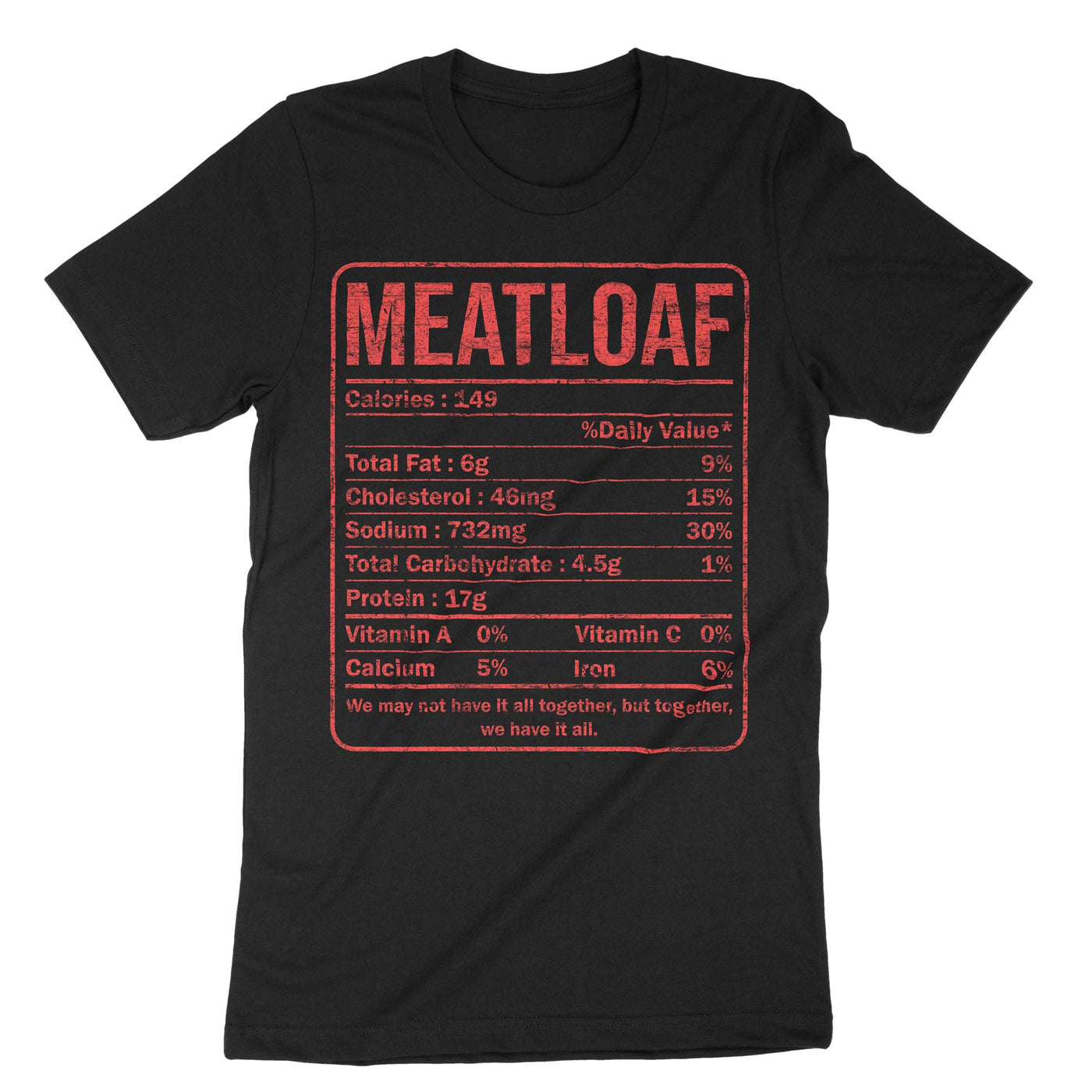 Black Meatloaf Nutrition Facts T-Shirt#color_black