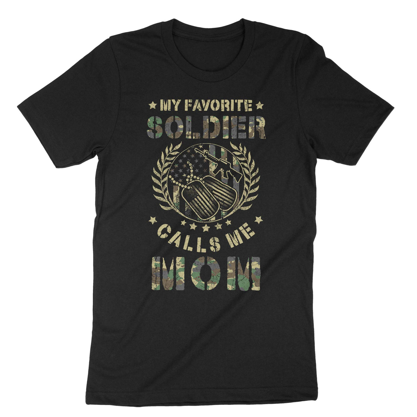 Black My Favorite Soldier Calls Me Mom T-Shirt#color_black