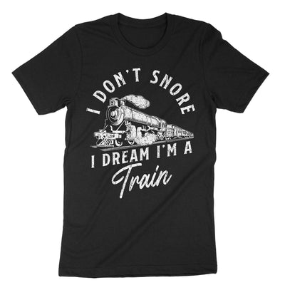 Black Snore Dram Trains T-Shirt#color_black