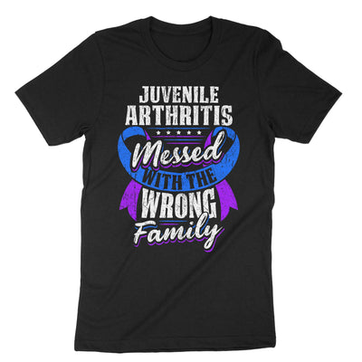 Black Juvenile Arthritis Messed With The Wrong Family T-Shirt#color_black
