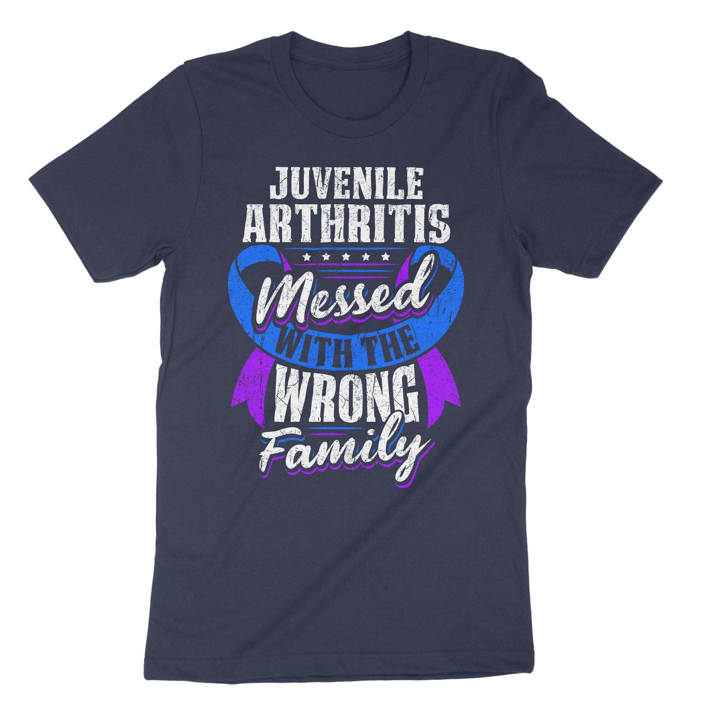 Navy Juvenile Arthritis Messed With The Wrong Family T-Shirt#color_navy