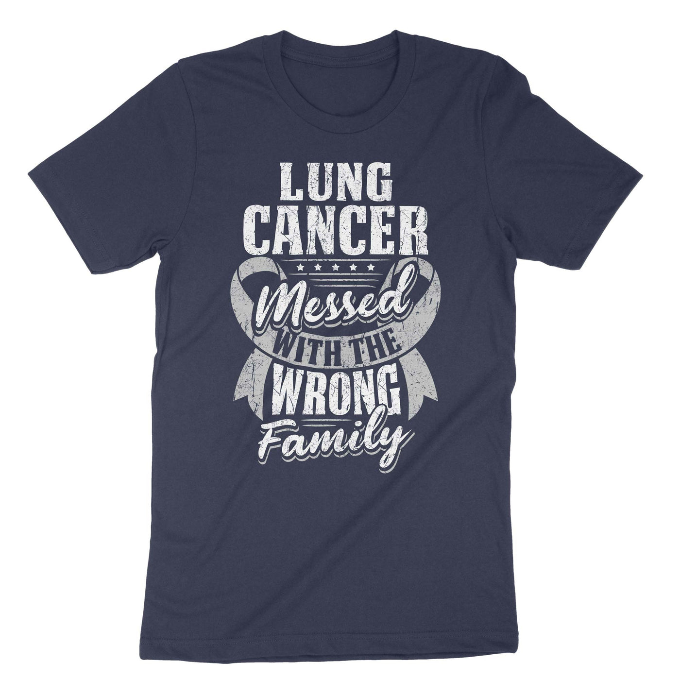 Navy Lung Cancer Messed With The Wrong Family T-Shirt#color_navy