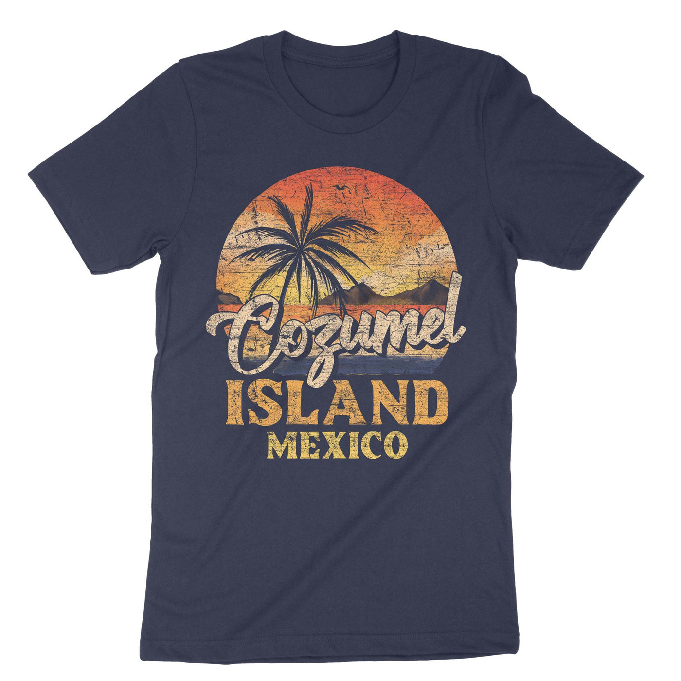 Navy Cozumel Mexico Beaches Retro T-Shirt#color_navy