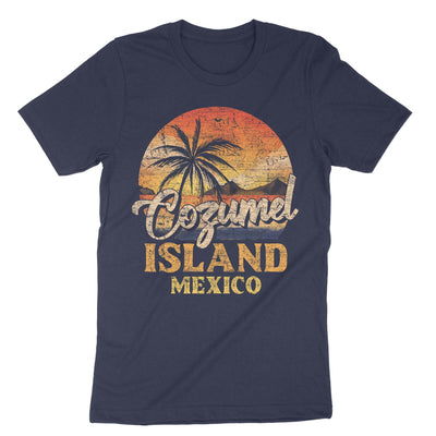Navy Cozumel Mexico Beaches Retro T-Shirt#color_navy