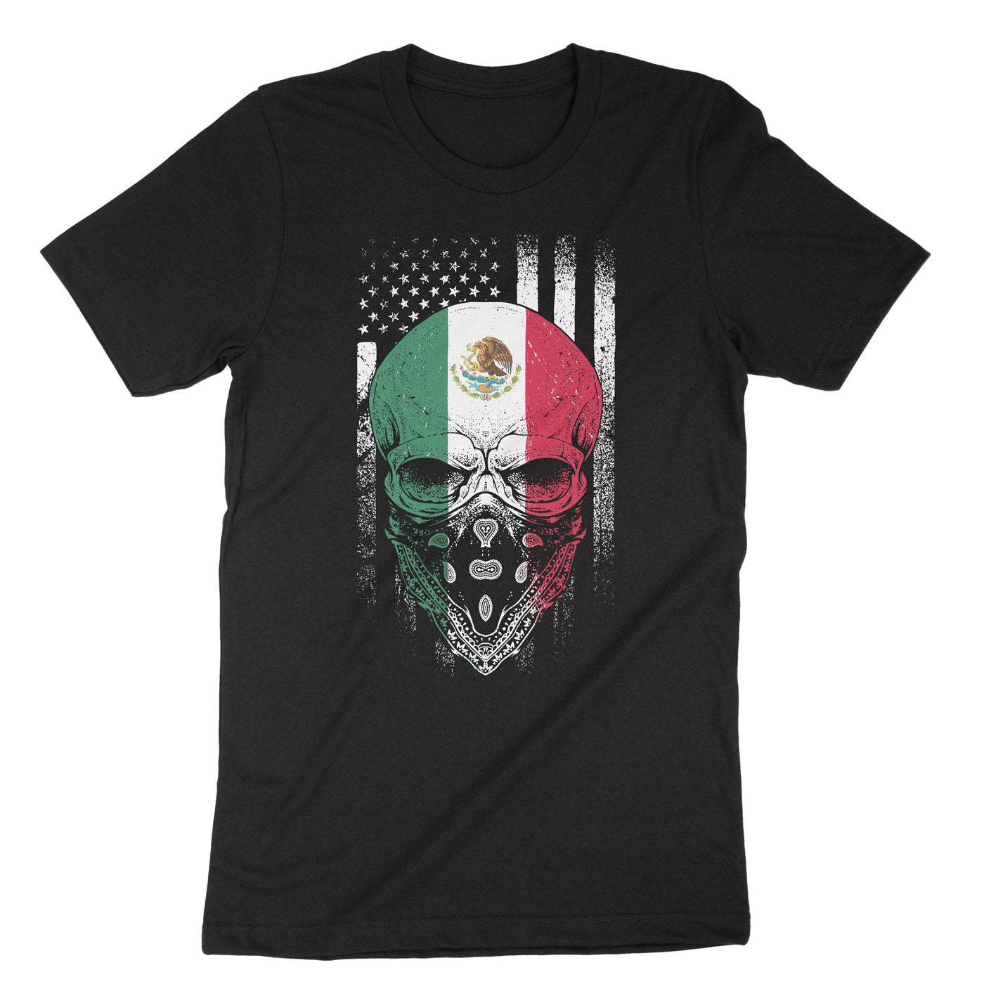 Black Mexican Flag Pride Usa T-Shirt#color_black