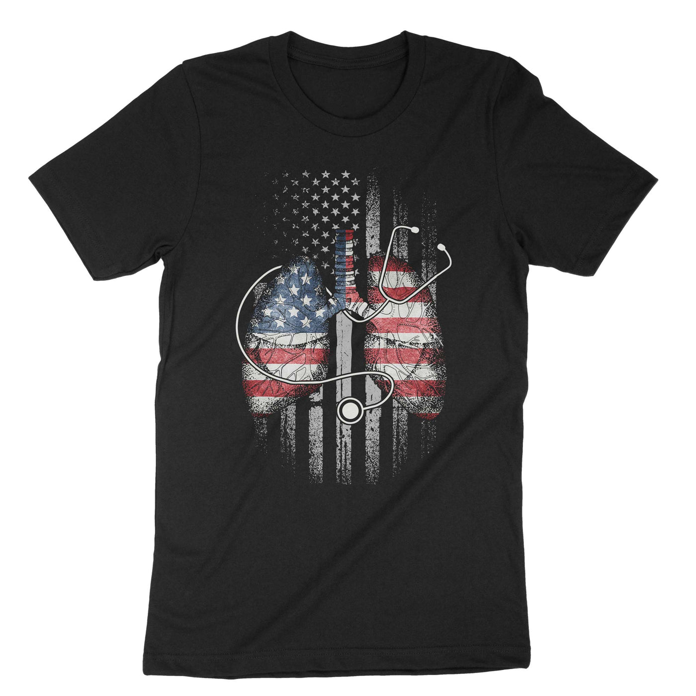 Black Respiratory Therapist Usa Flag T-Shirt#color_black