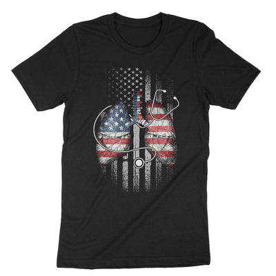 Black Respiratory Therapist Usa Flag T-Shirt#color_black