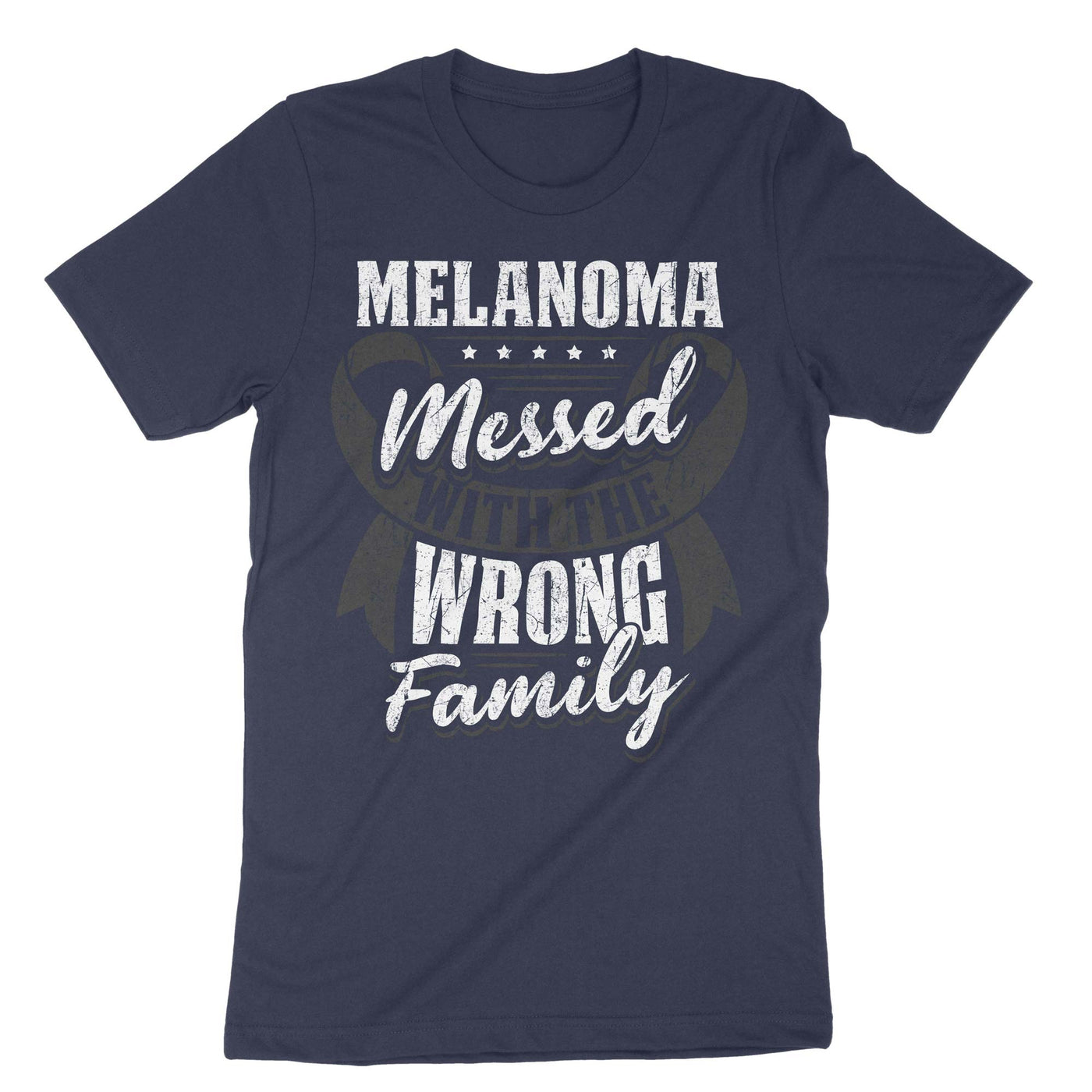 Navy Melanoma Messed With The Wrong Family T-Shirt#color_navy