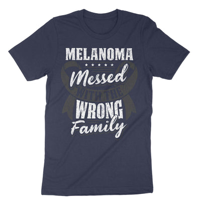 Navy Melanoma Messed With The Wrong Family T-Shirt#color_navy
