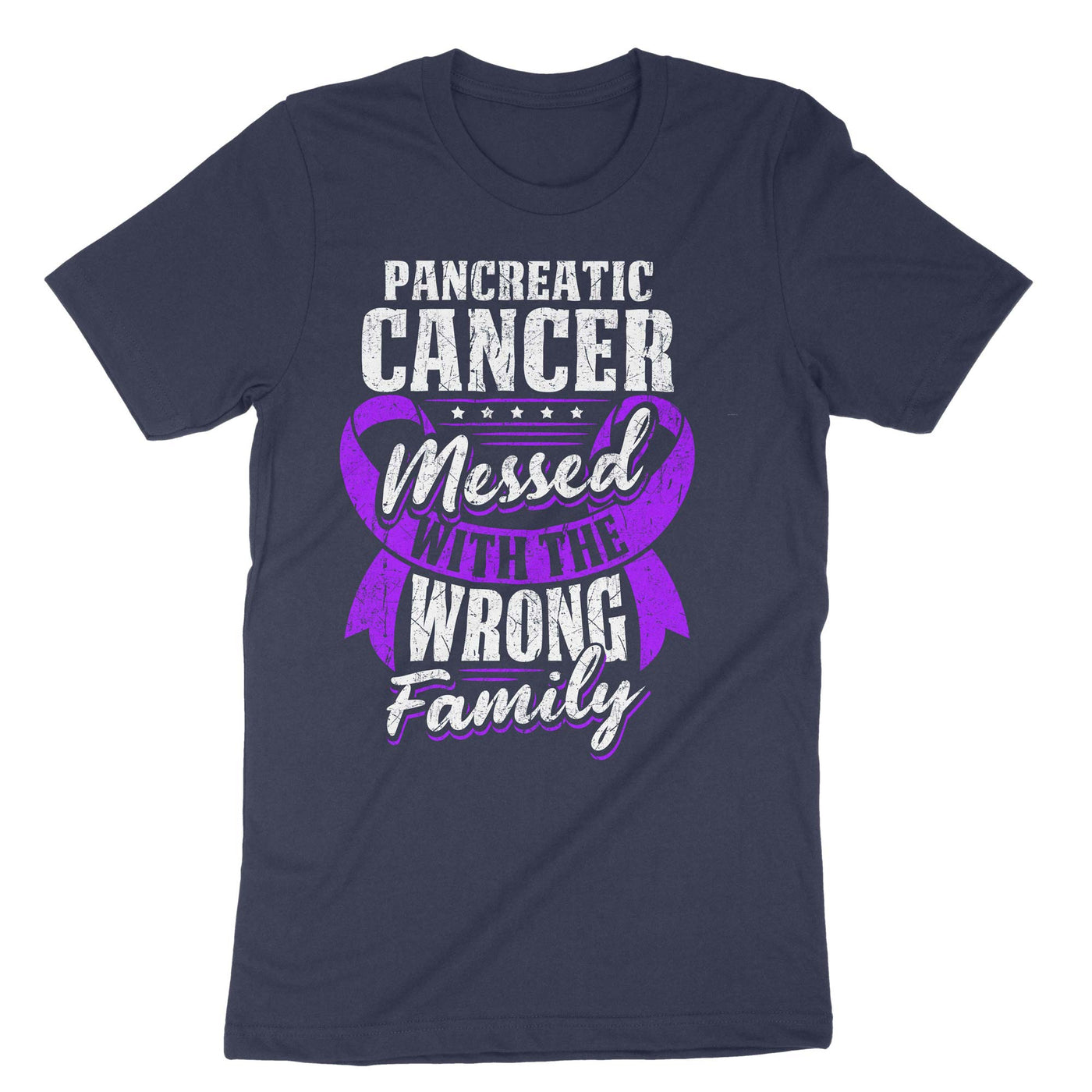 Navy Pancreatic Cancer Messed With The Wrong Family T-Shirt#color_navy
