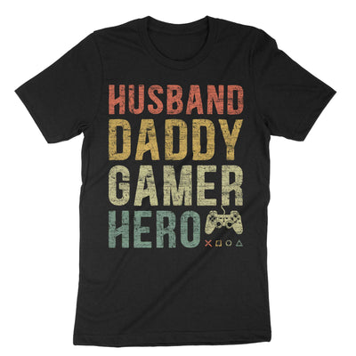 Black Husband Daddy Gamer Hero T-Shirt#color_black
