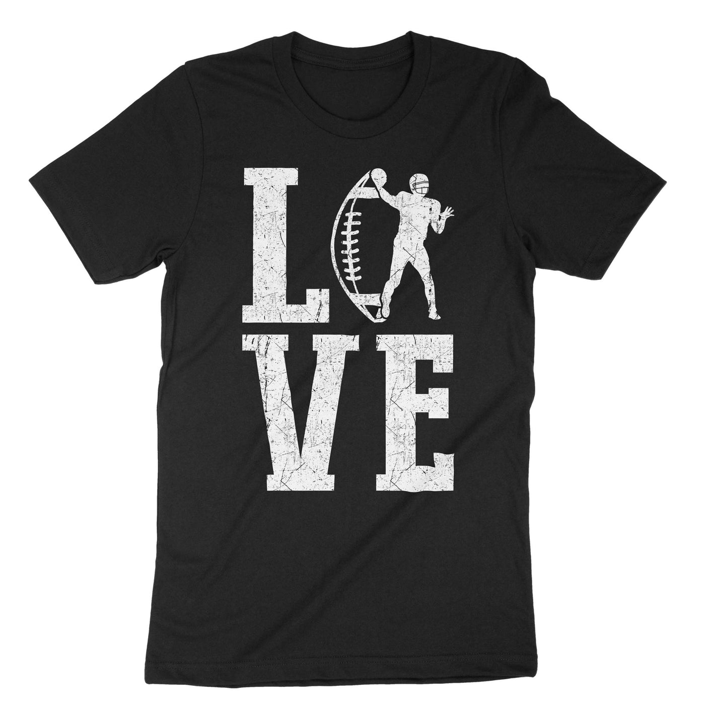 Black Love Football T-Shirt#color_black