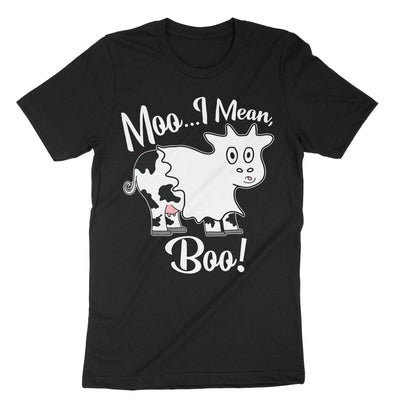 Black Moo I Mean Boo T-Shirt#color_black
