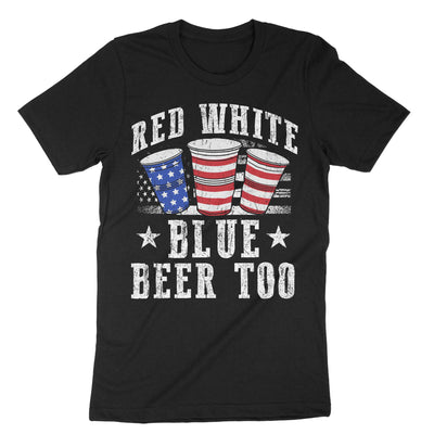 Black Red White Blue Beer Too T-Shirt#color_black