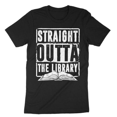 Black Straight Outta Library T-Shirt#color_black