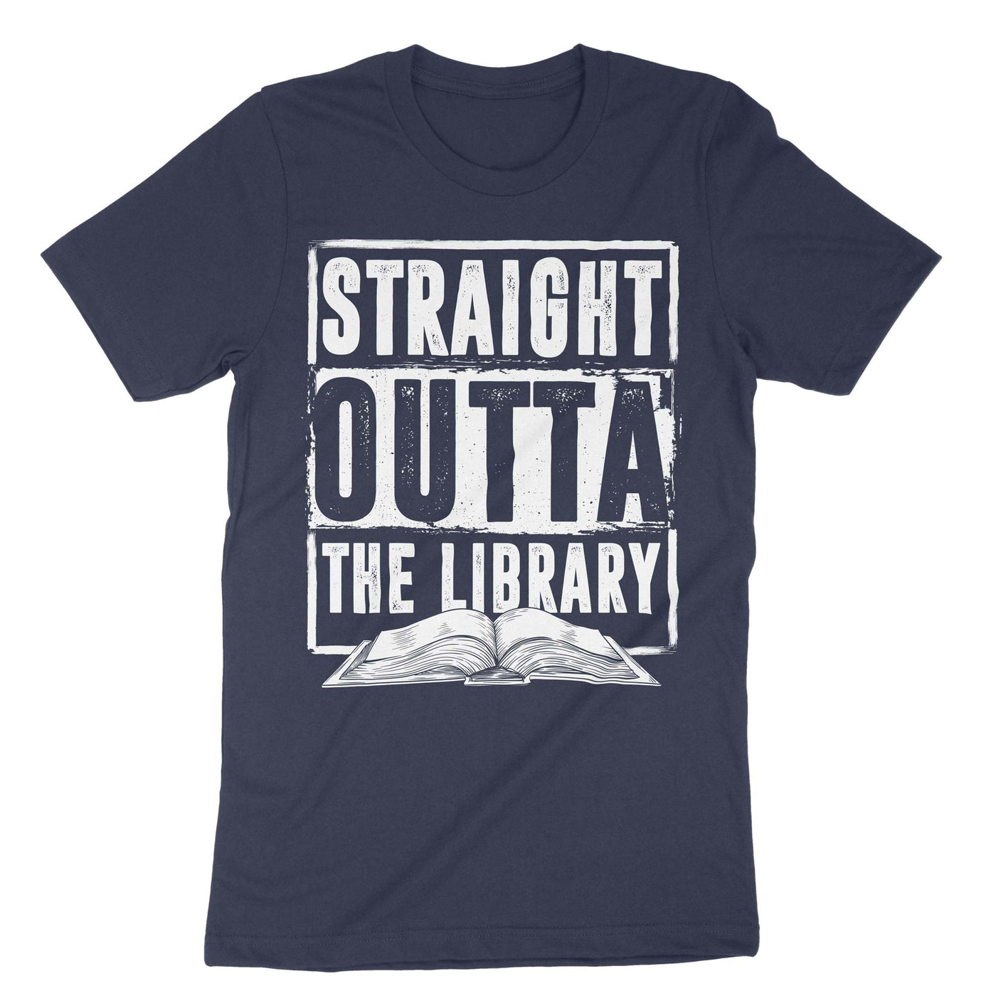 Navy Straight Outta Library T-Shirt#color_navy