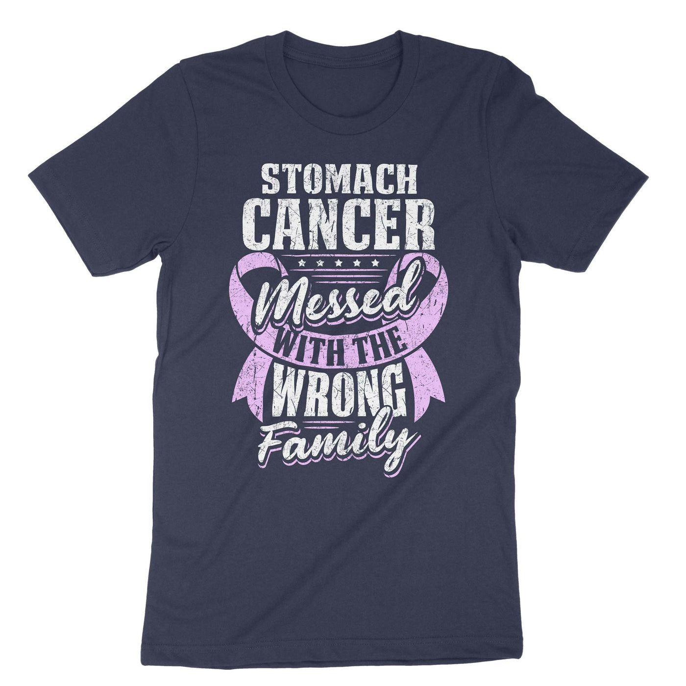Navy Stomach Cancer Messed With The Wrong Family T-Shirt#color_navy