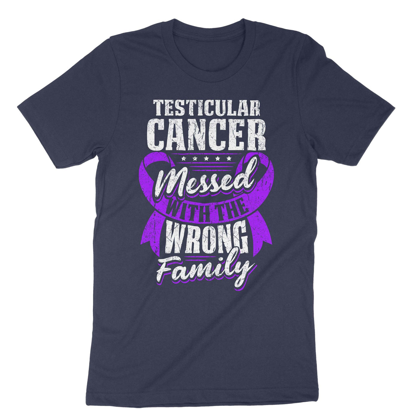 Navy Testicular Cancer Messed With The Wrong Family T-Shirt#color_navy