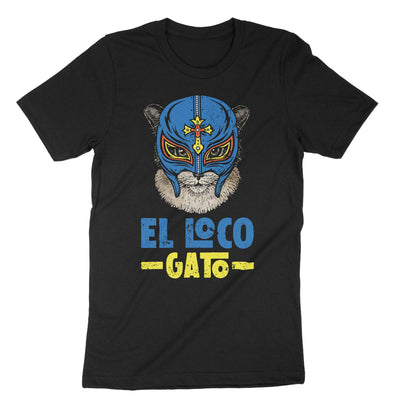 Black El Loco Gato lutcha Cat T-Shirt#color_black