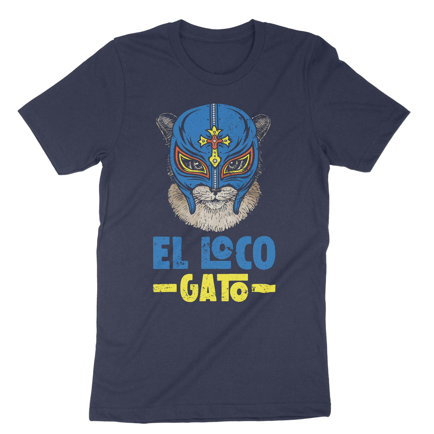 Navy El Loco Gato lutcha Cat T-Shirt#color_navy