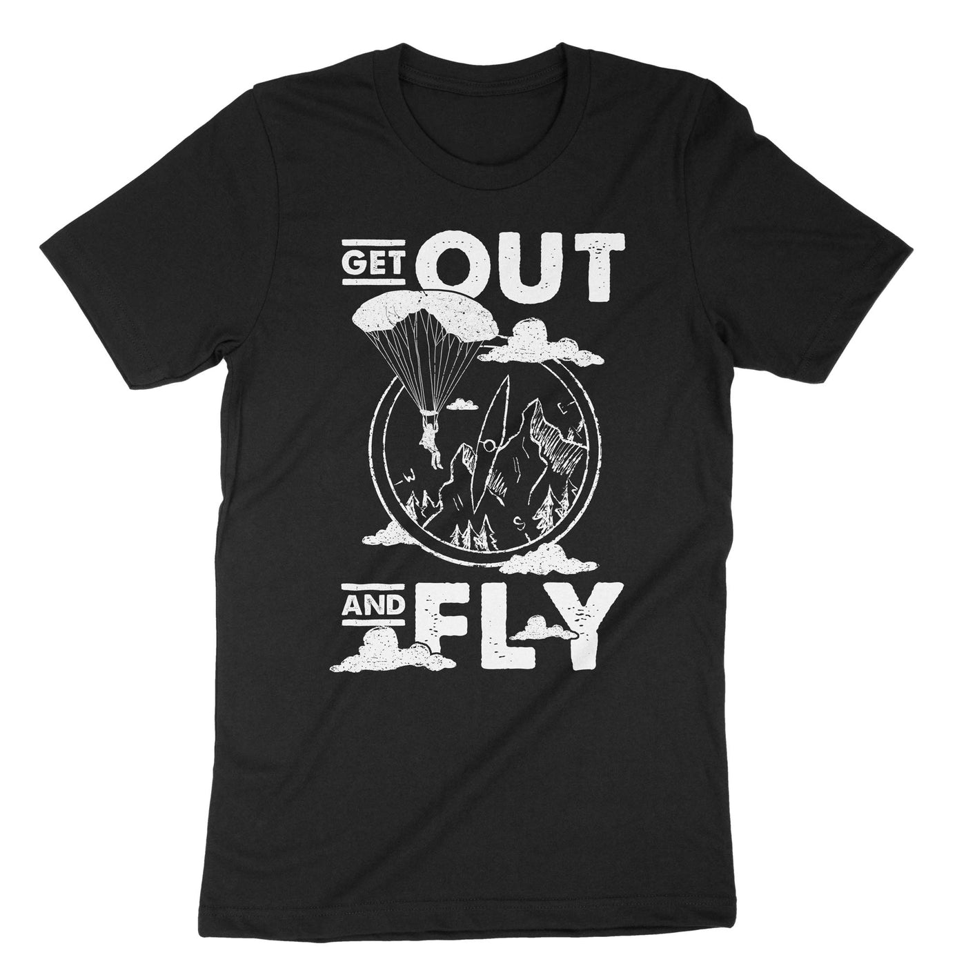 Black Paragliding Fly T-Shirt#color_black