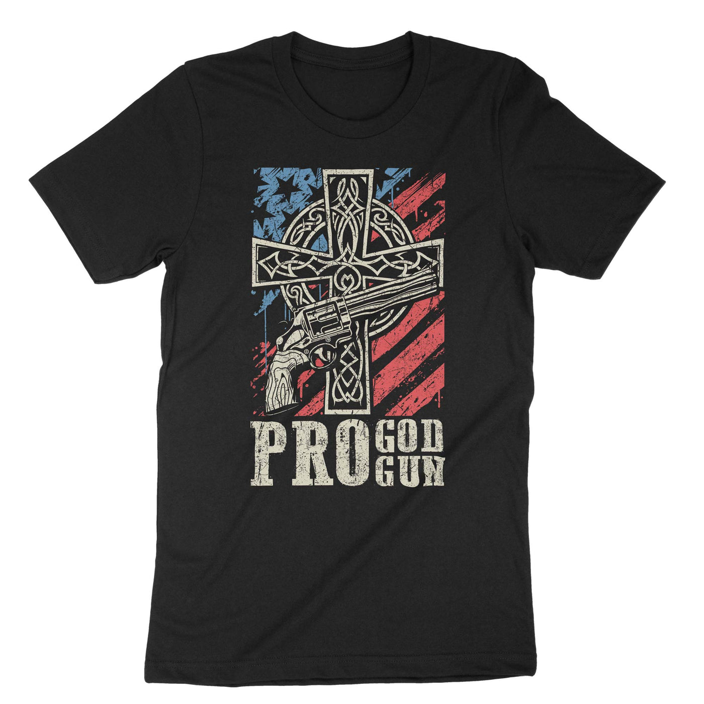 Black Pro God Pro Gun T-Shirt#color_black