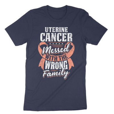 Navy Uterine Cancer Messed With The Wrong Family T-Shirt#color_navy
