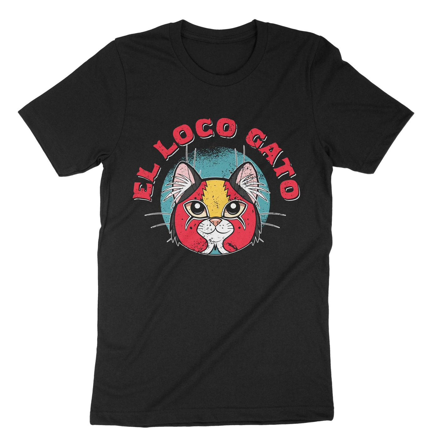 Black El Loco Gato lutcha Cat T-Shirt#color_black