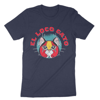 Navy El Loco Gato lutcha Cat T-Shirt#color_navy