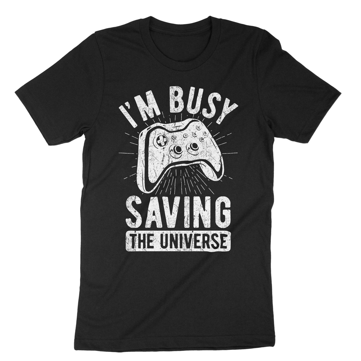 Black Im Busy Saving The Universe T-Shirt#color_black