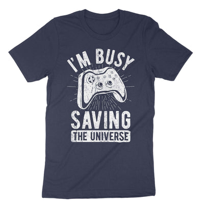 Navy Im Busy Saving The Universe T-Shirt#color_navy