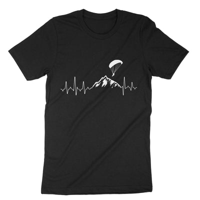 Black Paragliding Heartbeat T-Shirt#color_black