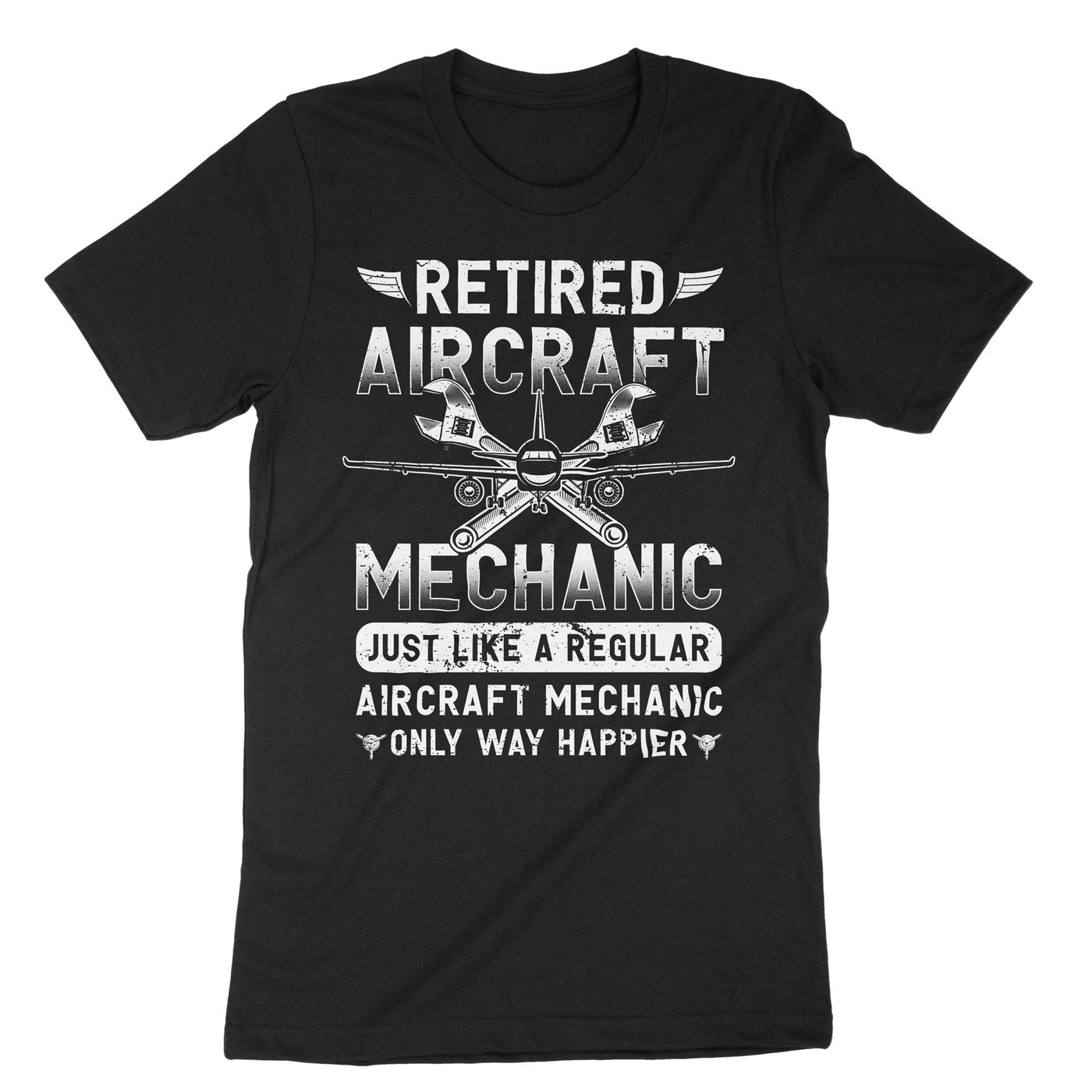 Black Retired Aircraft Mechanic T-Shirt#color_black