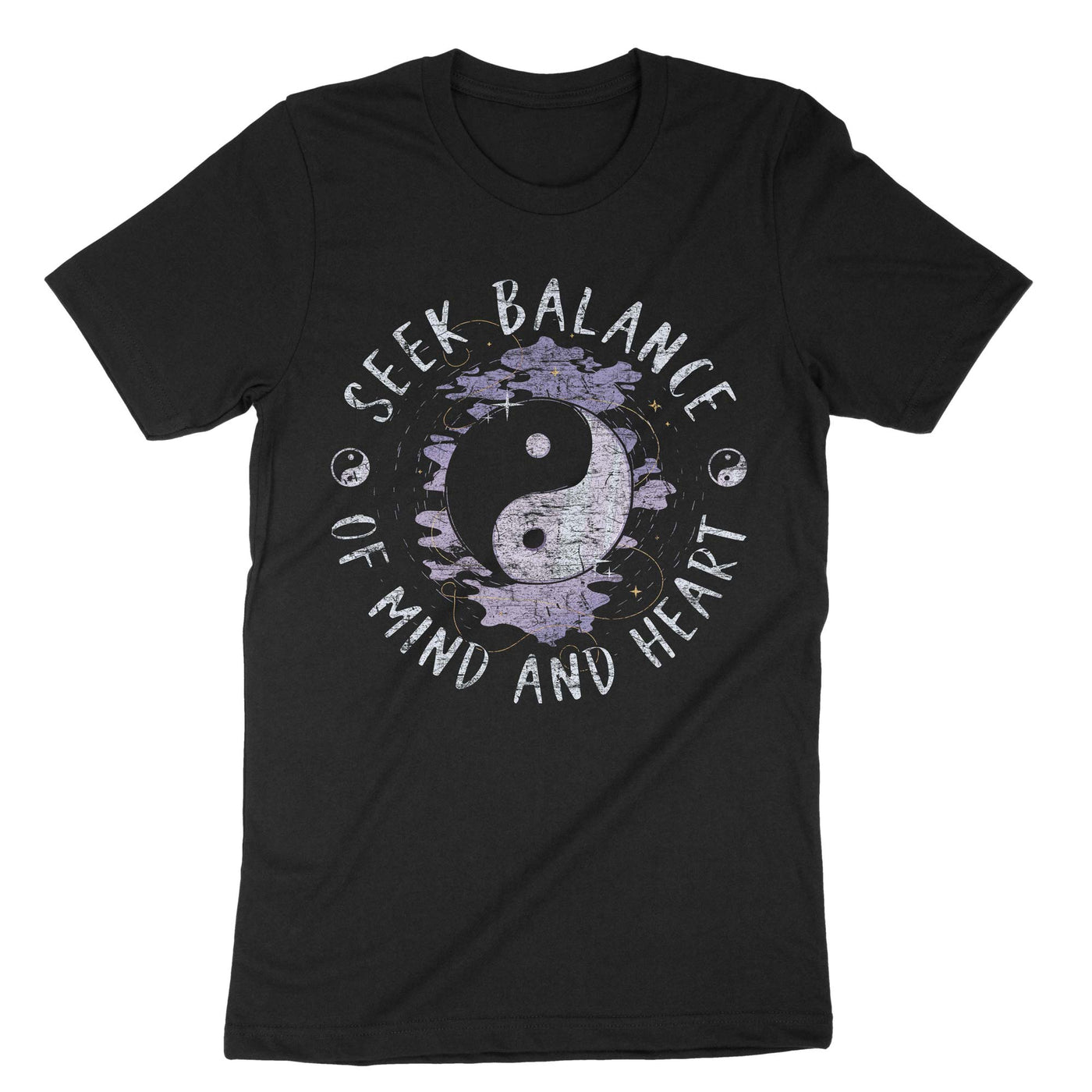 Black Seek Balance Of Mind And Heart T-Shirt#color_black