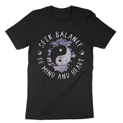 Black Seek Balance Of Mind And Heart T-Shirt#color_black