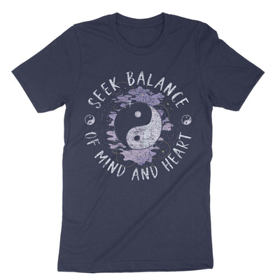 Navy Seek Balance Of Mind And Heart T-Shirt#color_navy
