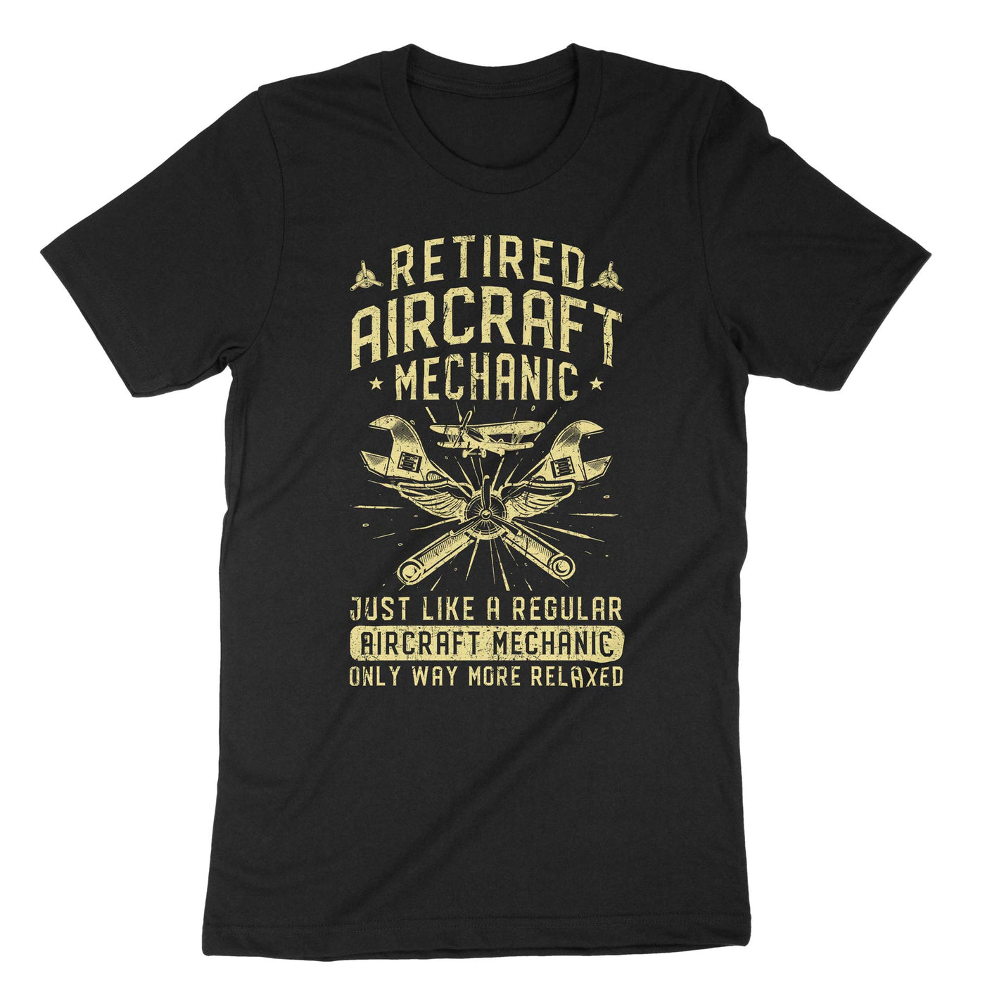 Black Retired Aircraft Mechanic T-Shirt#color_black
