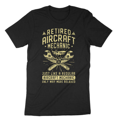 Black Retired Aircraft Mechanic T-Shirt#color_black