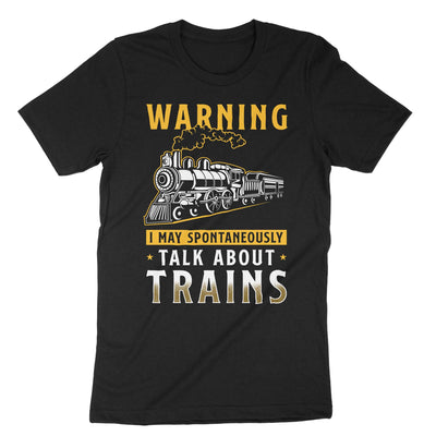 Black Warning Talk Trains T-Shirt#color_black