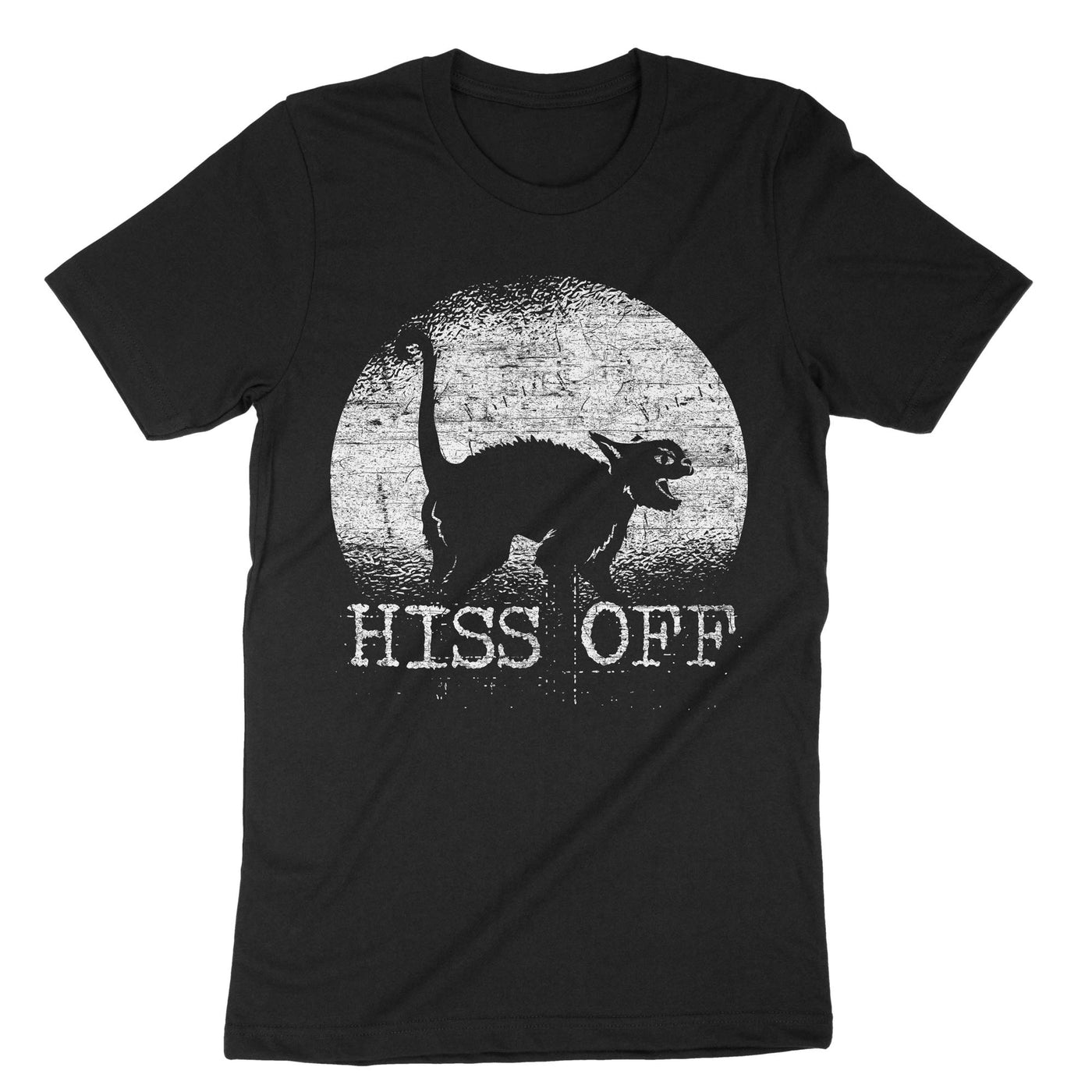 Black Hiss Off Funny Cat T-Shirt#color_black