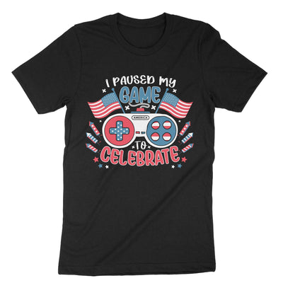 Black I Paused My Game To Celebrate 4th Of July T-Shirt#color_black