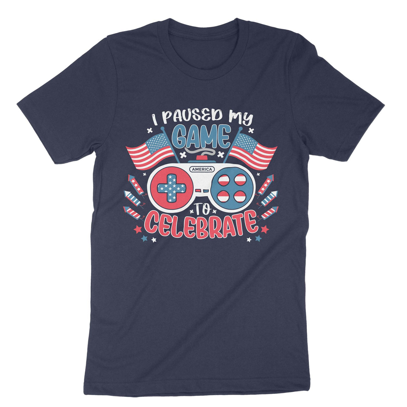 Navy I Paused My Game To Celebrate 4th Of July T-Shirt#color_navy