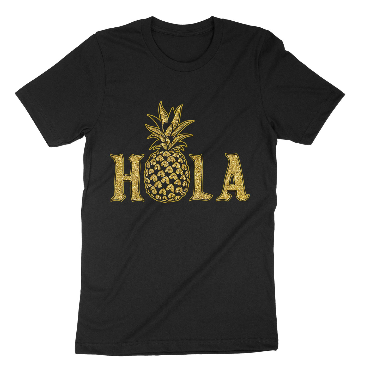 Black Hola Pineapple T-Shirt#color_black