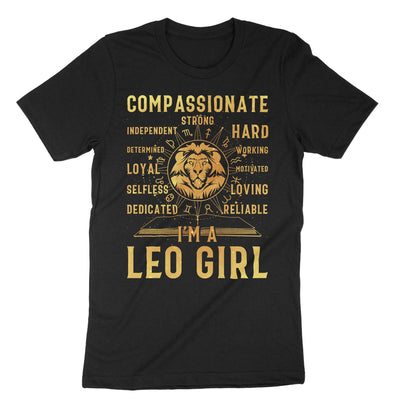 Black Im A Leo Girl Zodiac T-Shirt#color_black