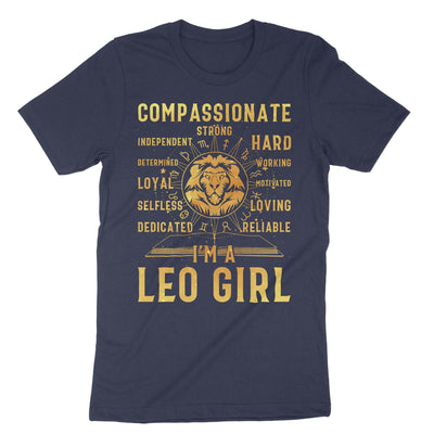 Navy Im A Leo Girl Zodiac T-Shirt#color_navy