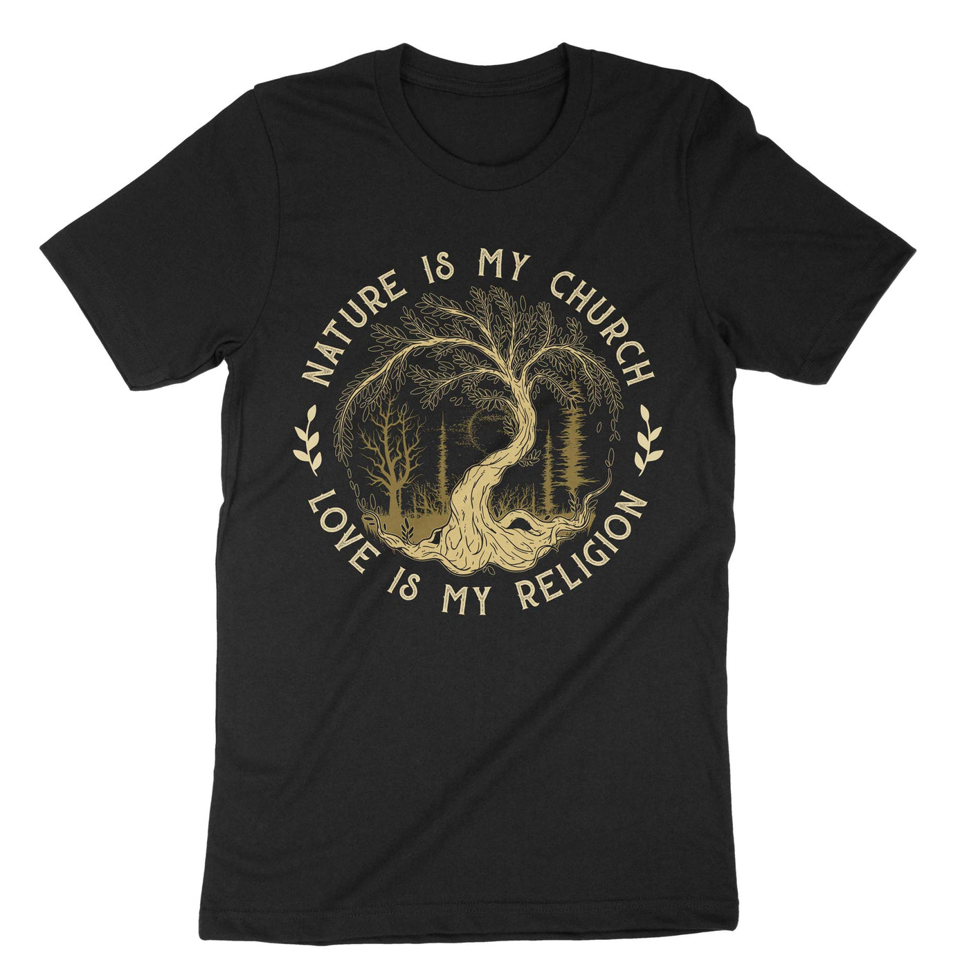 Black Nature Is My Church Love Is My Religion T-Shirt#color_black