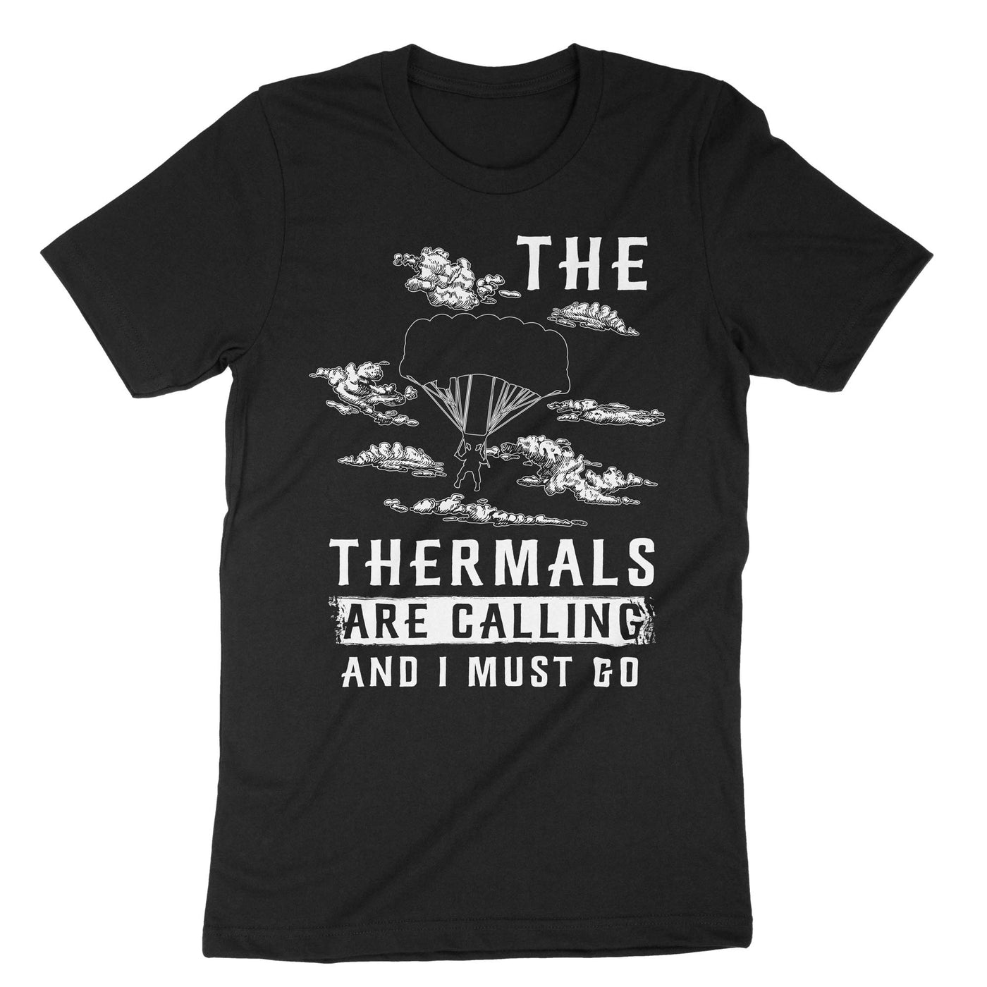 Black Paragliding Thermals Calling T-Shirt#color_black
