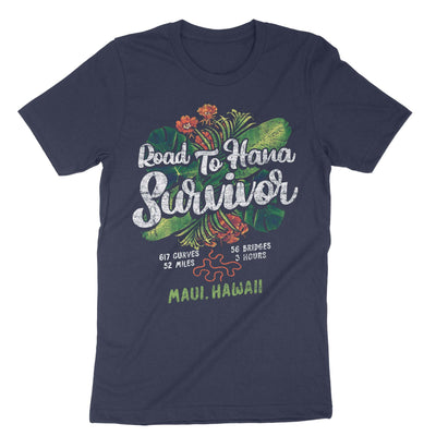 Navy Road To Hana Survivor T-Shirt#color_navy