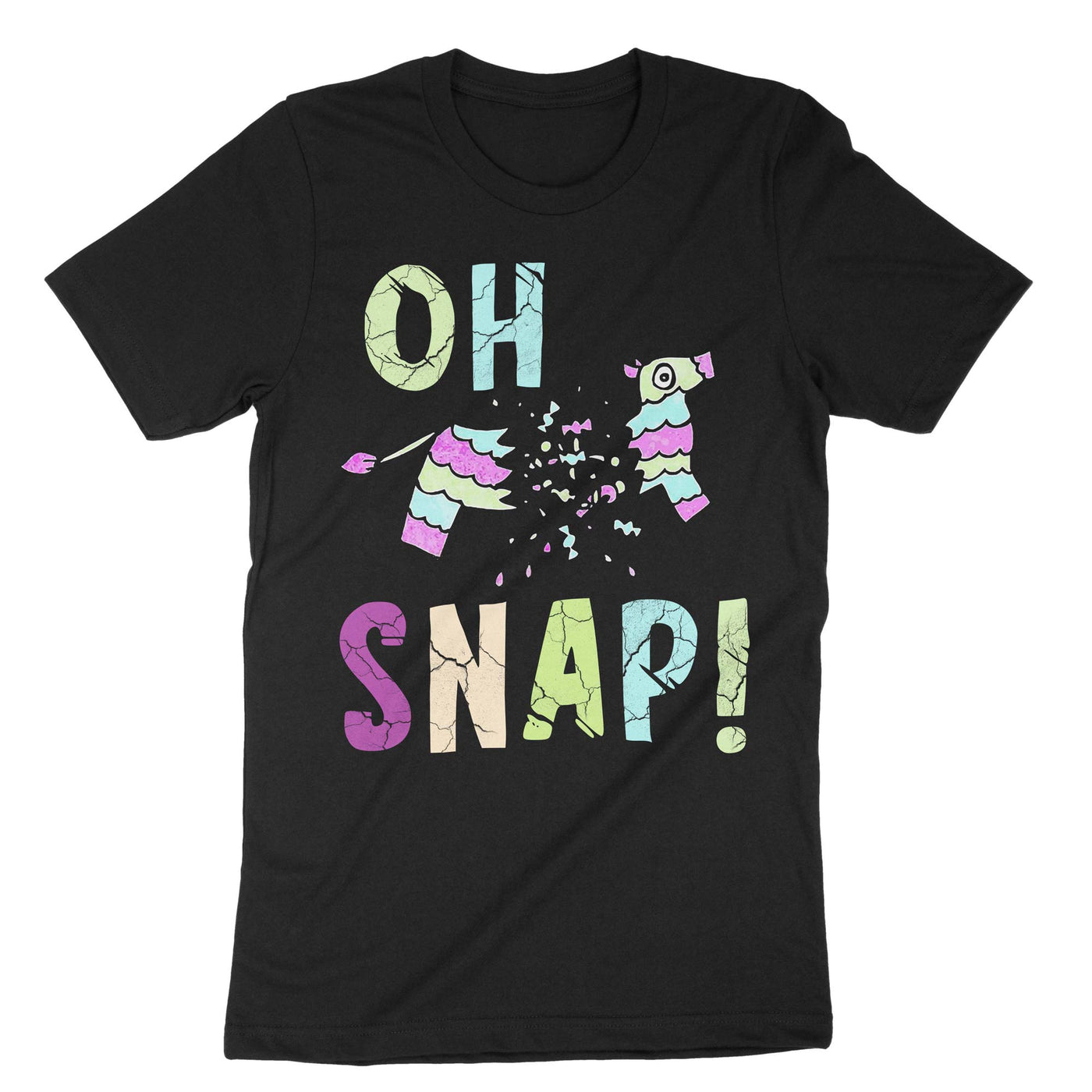 Black Oh Snap Funny Pinata T-Shirt#color_black