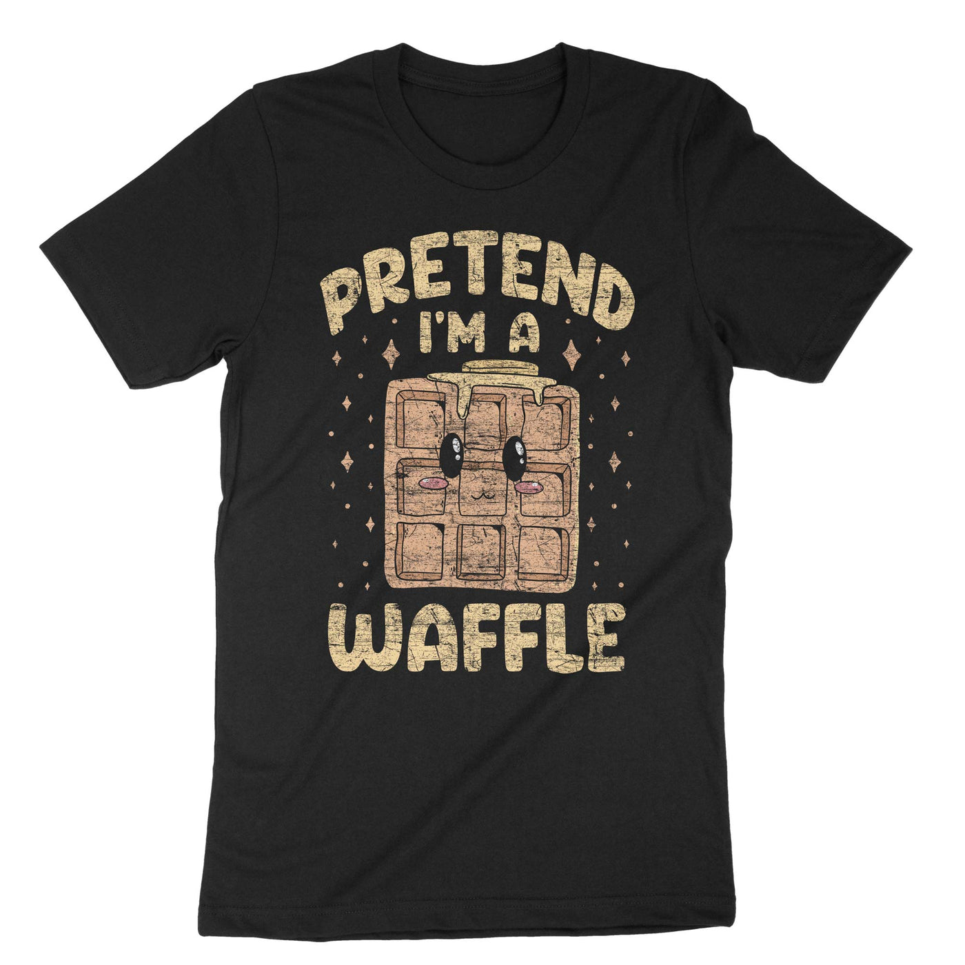 Black Pretend Im A Waffle T-Shirt#color_black
